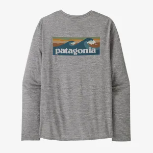 Patagonia - M's L/S Cap Cool Daily Graphic Shirt - Boardshort Logo Abalone Blue: Feather Grey