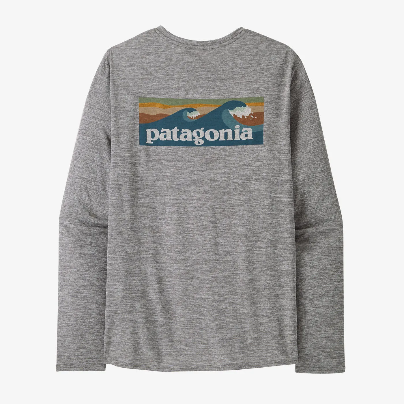 Patagonia - M's L/S Cap Cool Daily Graphic Shirt - Boardshort Logo Abalone Blue: Feather Grey