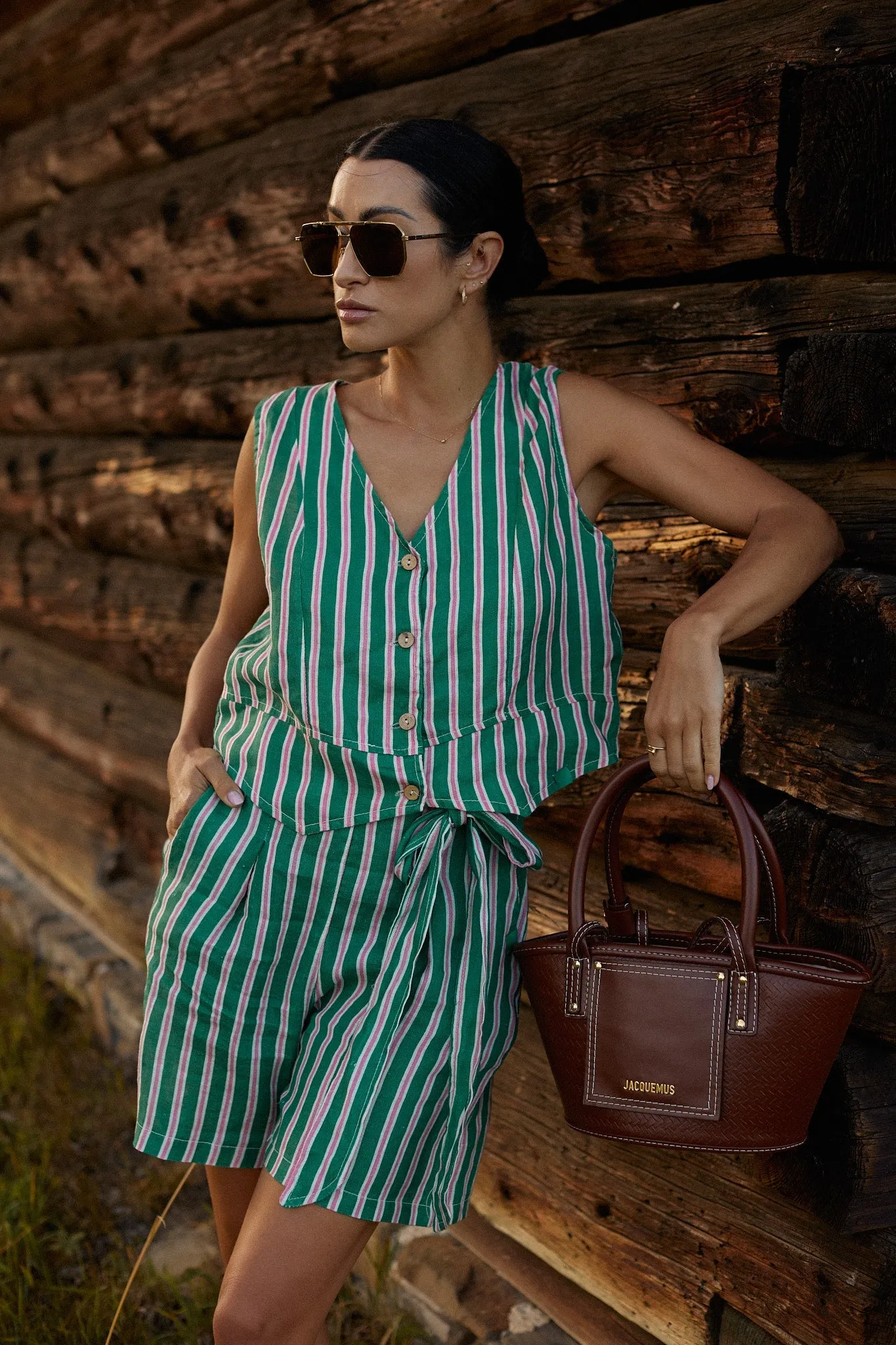 Peppermint linen vest