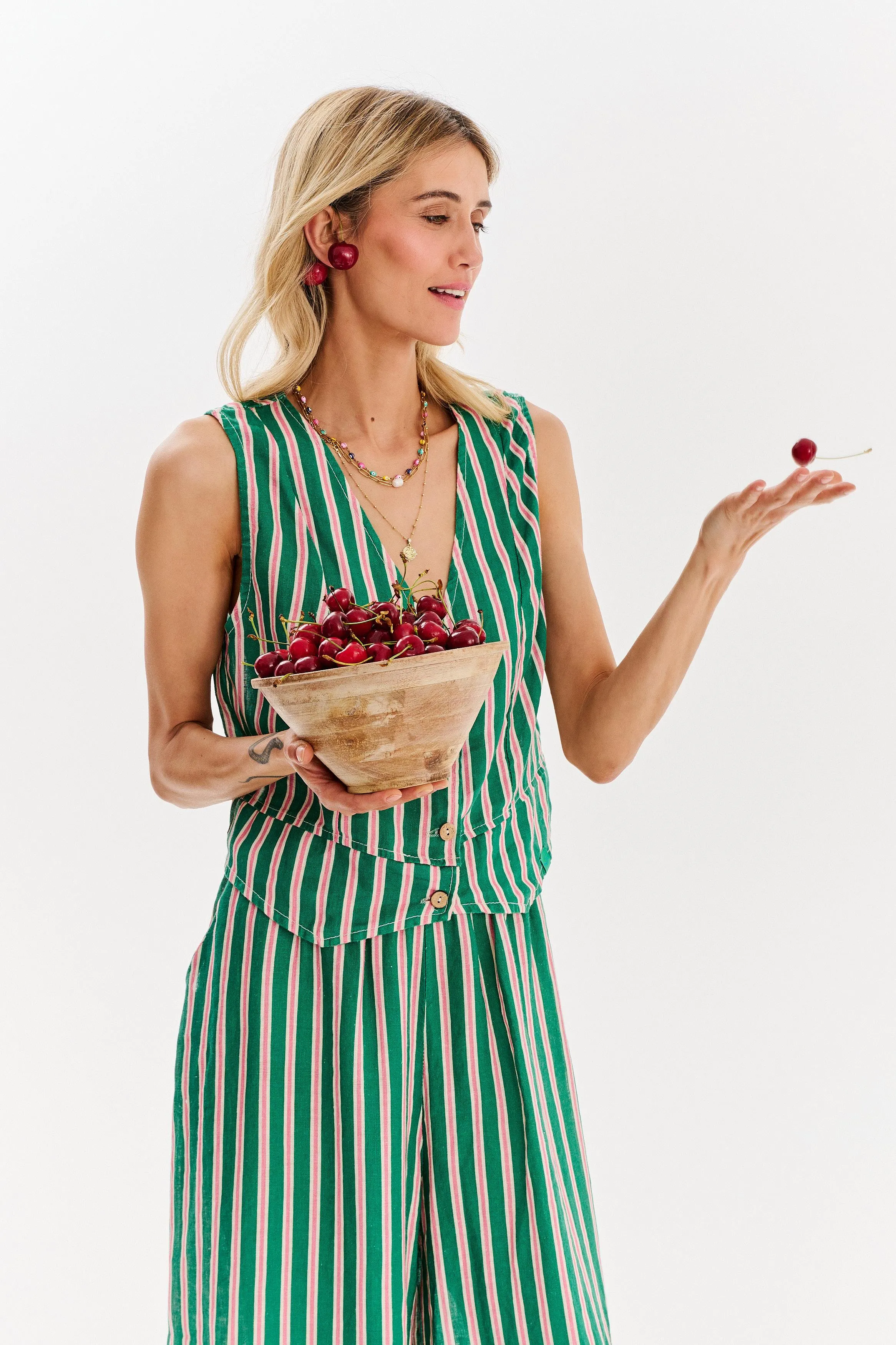 Peppermint linen vest
