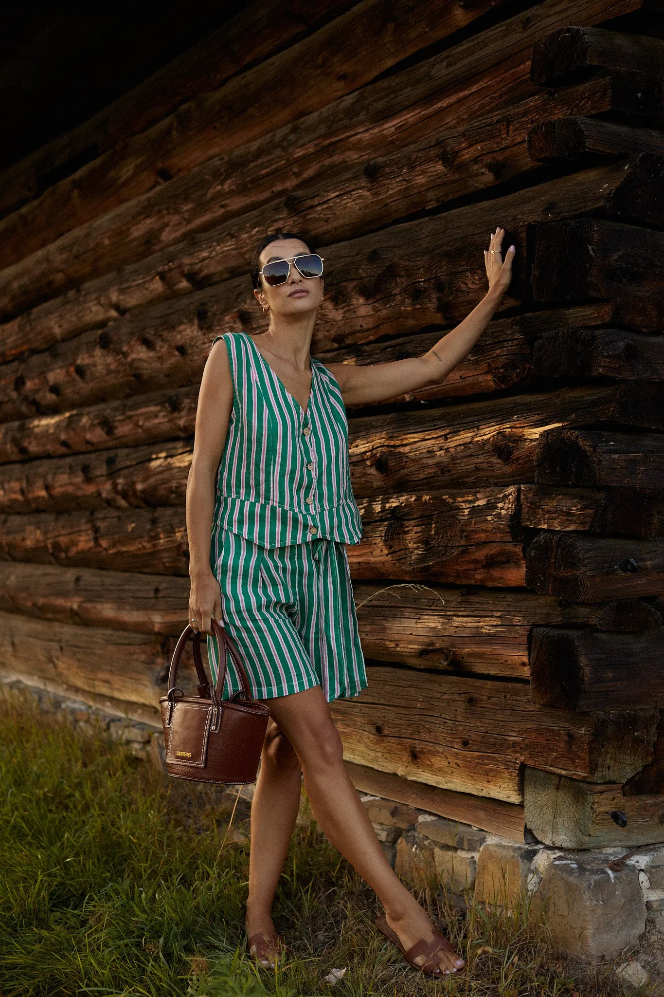 Peppermint linen vest