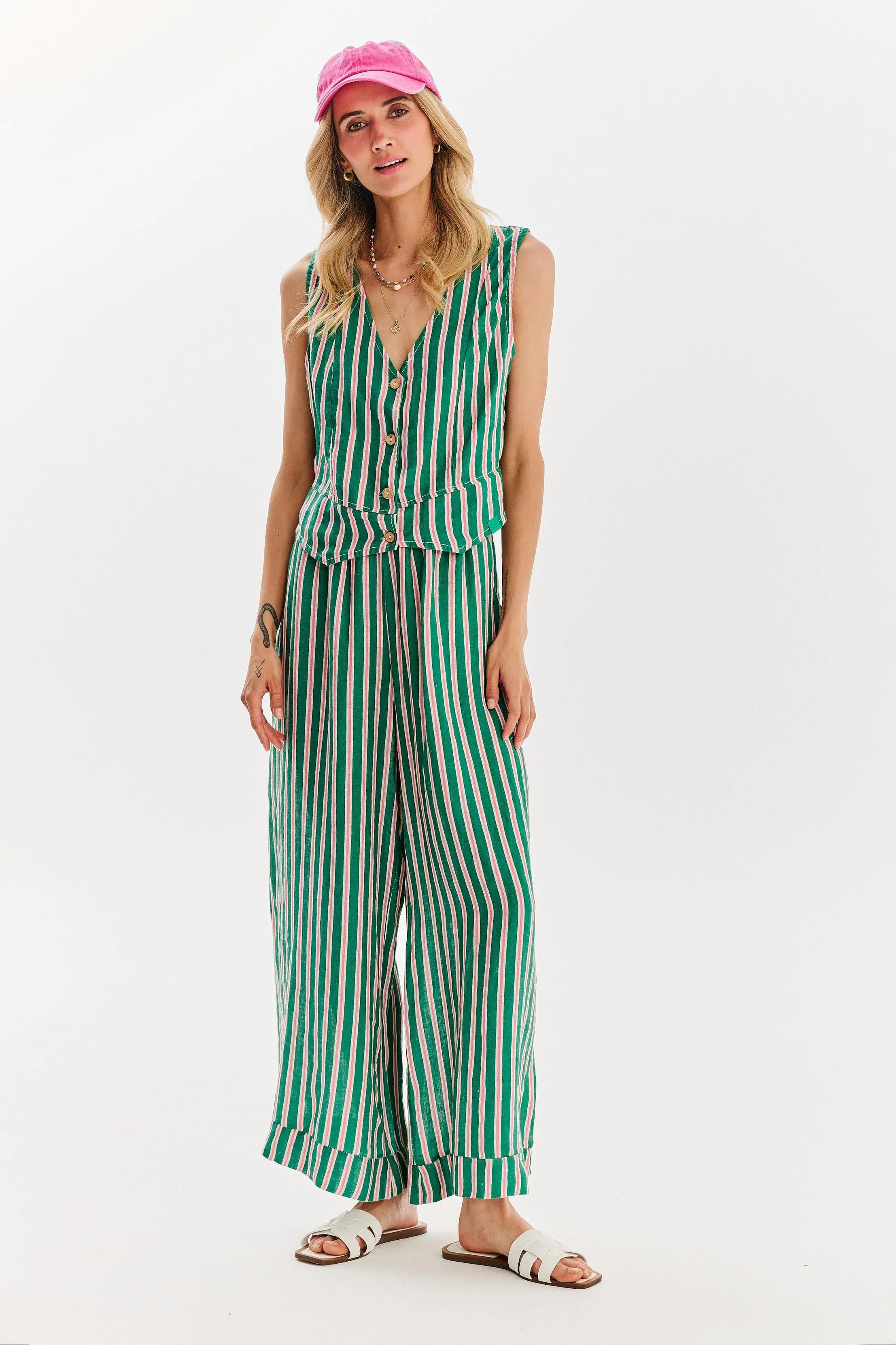 Peppermint linen vest