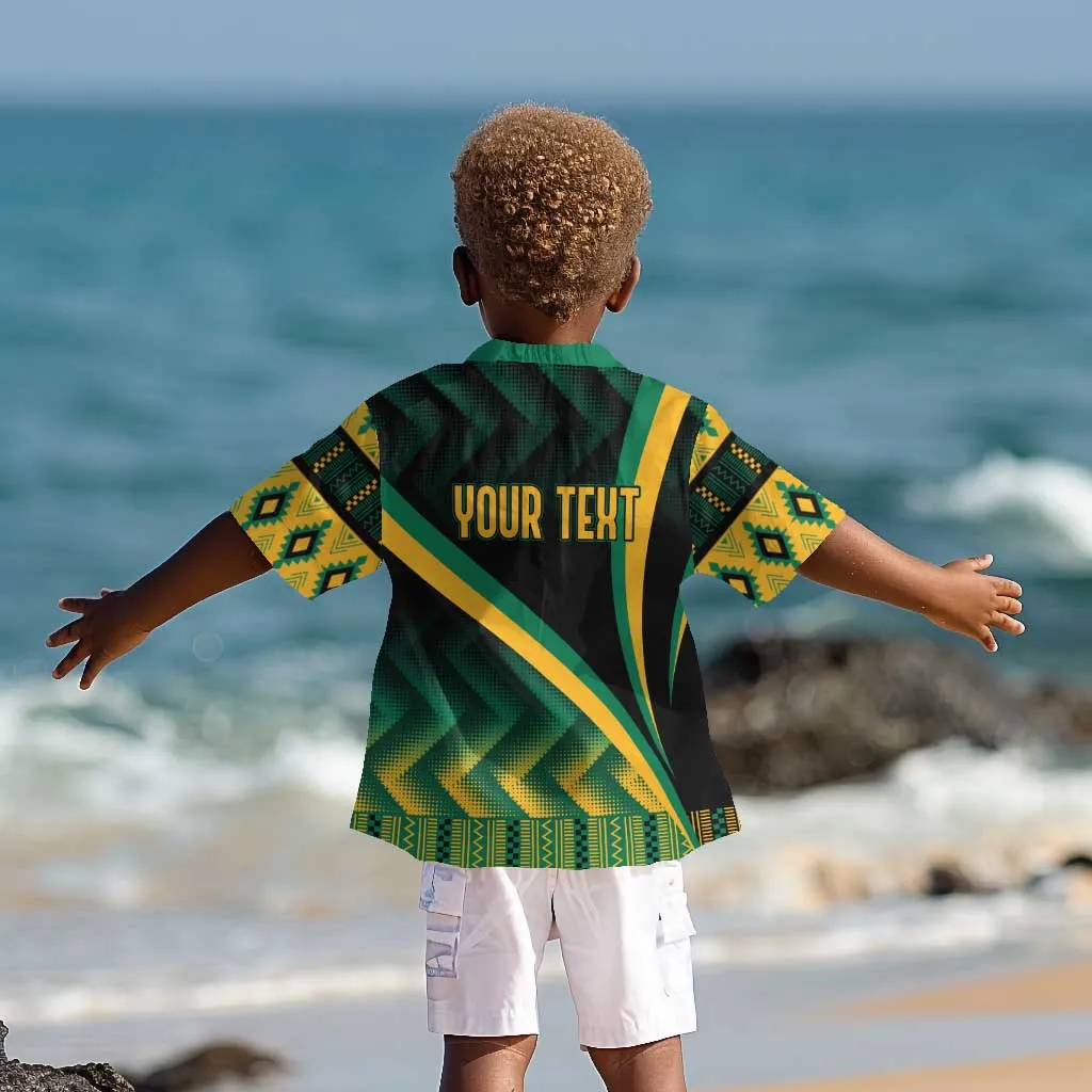 Personalised Jamaica Kid Hawaiian Shirt Kente Pattern Basic - Black LT7