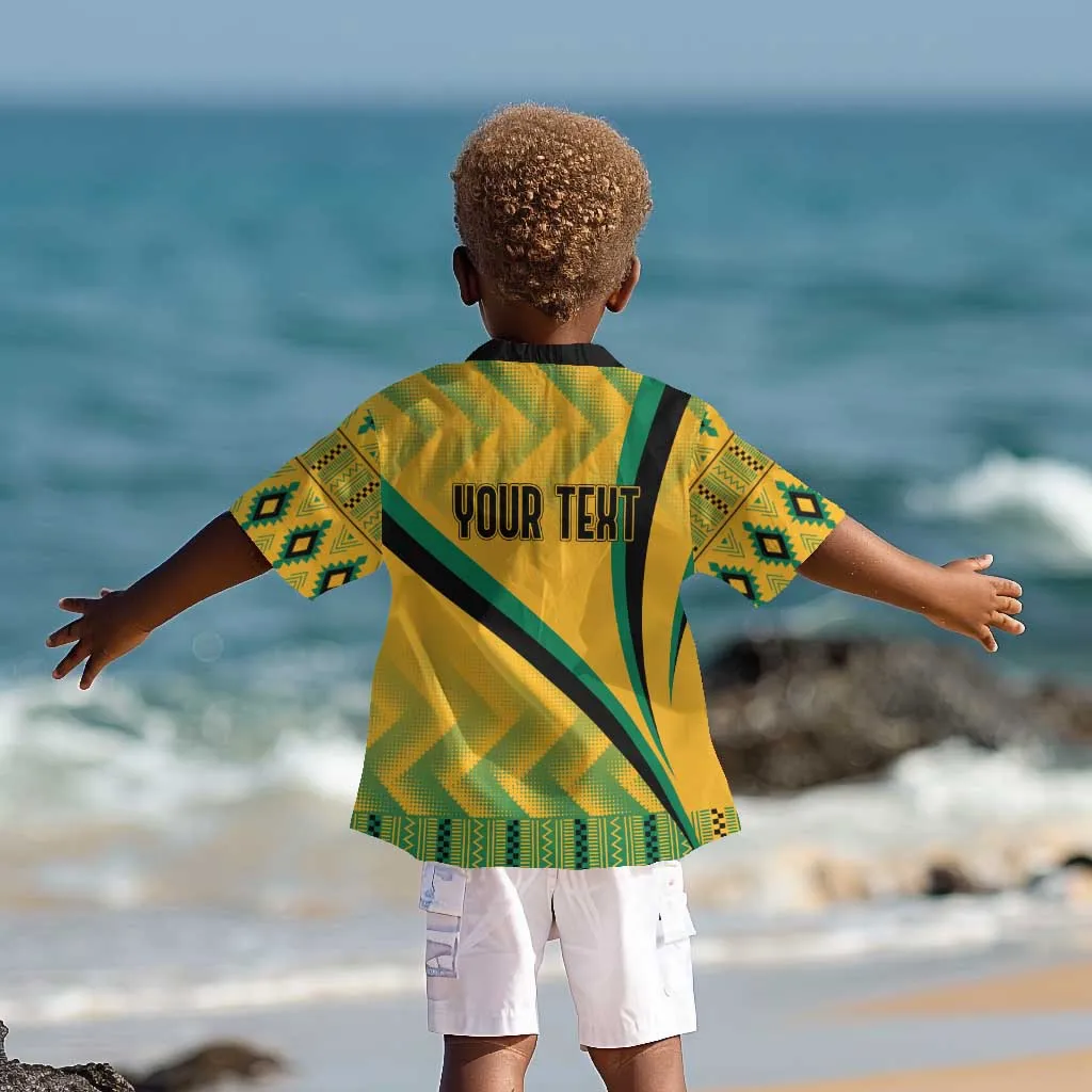 Personalised Jamaica Kid Hawaiian Shirt Kente Pattern Basic - Yellow LT7