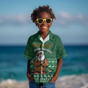 Personalised South Africa Christmas Kid Hawaiian Shirt Cool Santa Claus With South African Map LT14