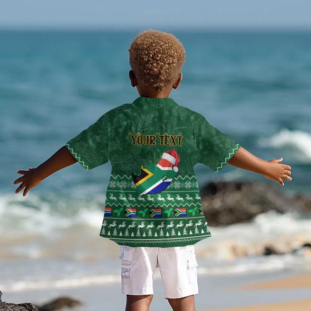 Personalised South Africa Christmas Kid Hawaiian Shirt Cool Santa Claus With South African Map LT14