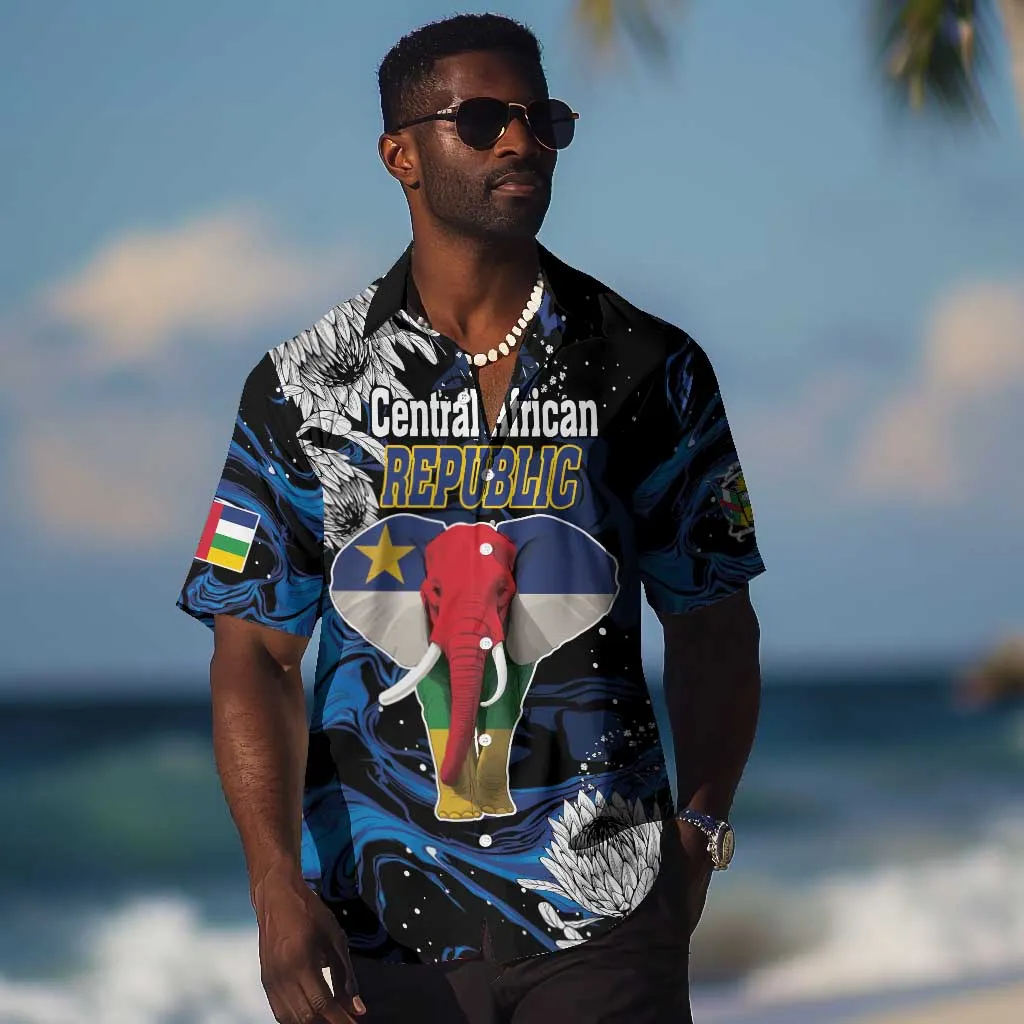 Personalized Central African Republic Hawaiian Shirt Elephant With King Protea LT18
