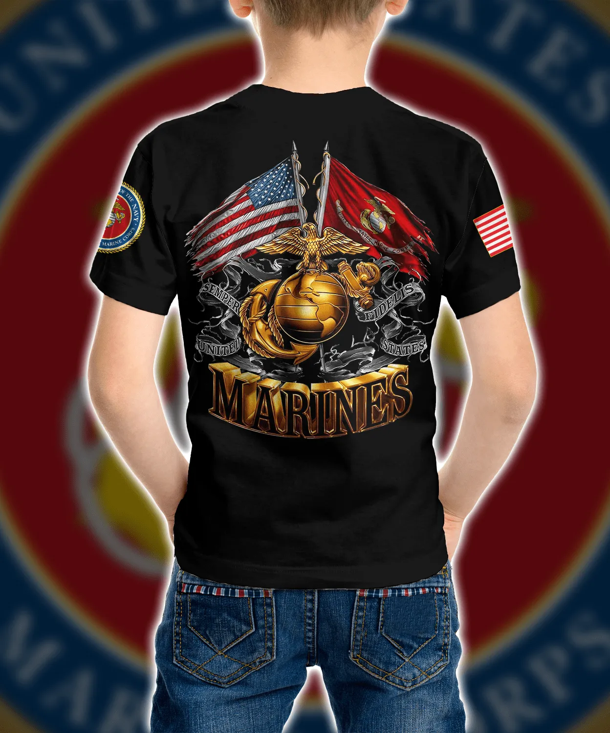 Personalized Custom Name Military US Marine Corps 22 Kid Tshirt Ver 1 QT303098