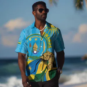 Personalized Happy Rwanda Independence Day Hawaiian Shirt Coat Of Arms With Map LT15