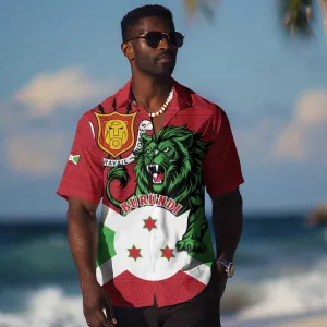 Personalized Jamhuri ya Burundi Hawaiian Shirt Lion With Coat Of Arms - Flag Style LT15