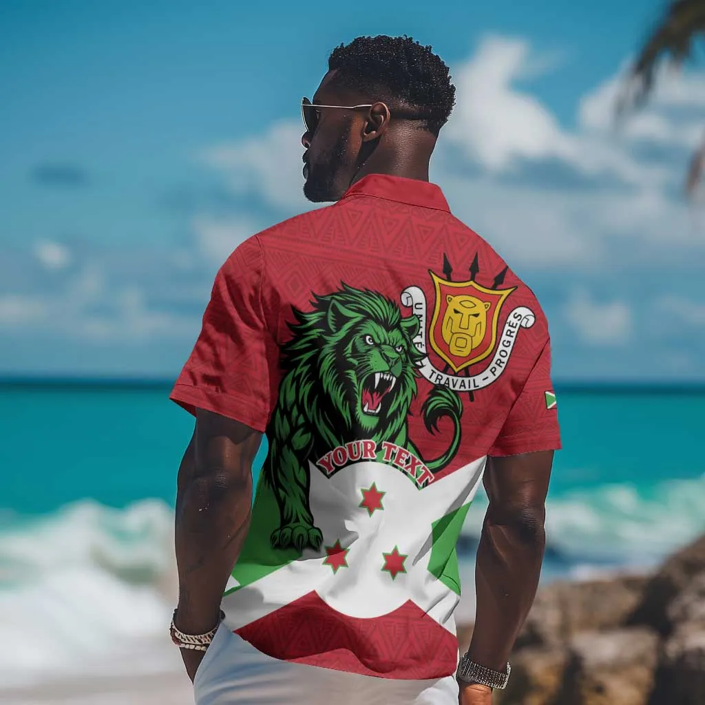Personalized Jamhuri ya Burundi Hawaiian Shirt Lion With Coat Of Arms - Flag Style LT15