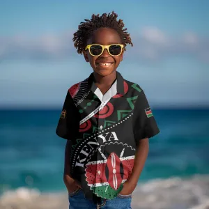 Personalized Kenya Kid Hawaiian Shirt Harambee African Pattern - Coat of Arms Design LT01