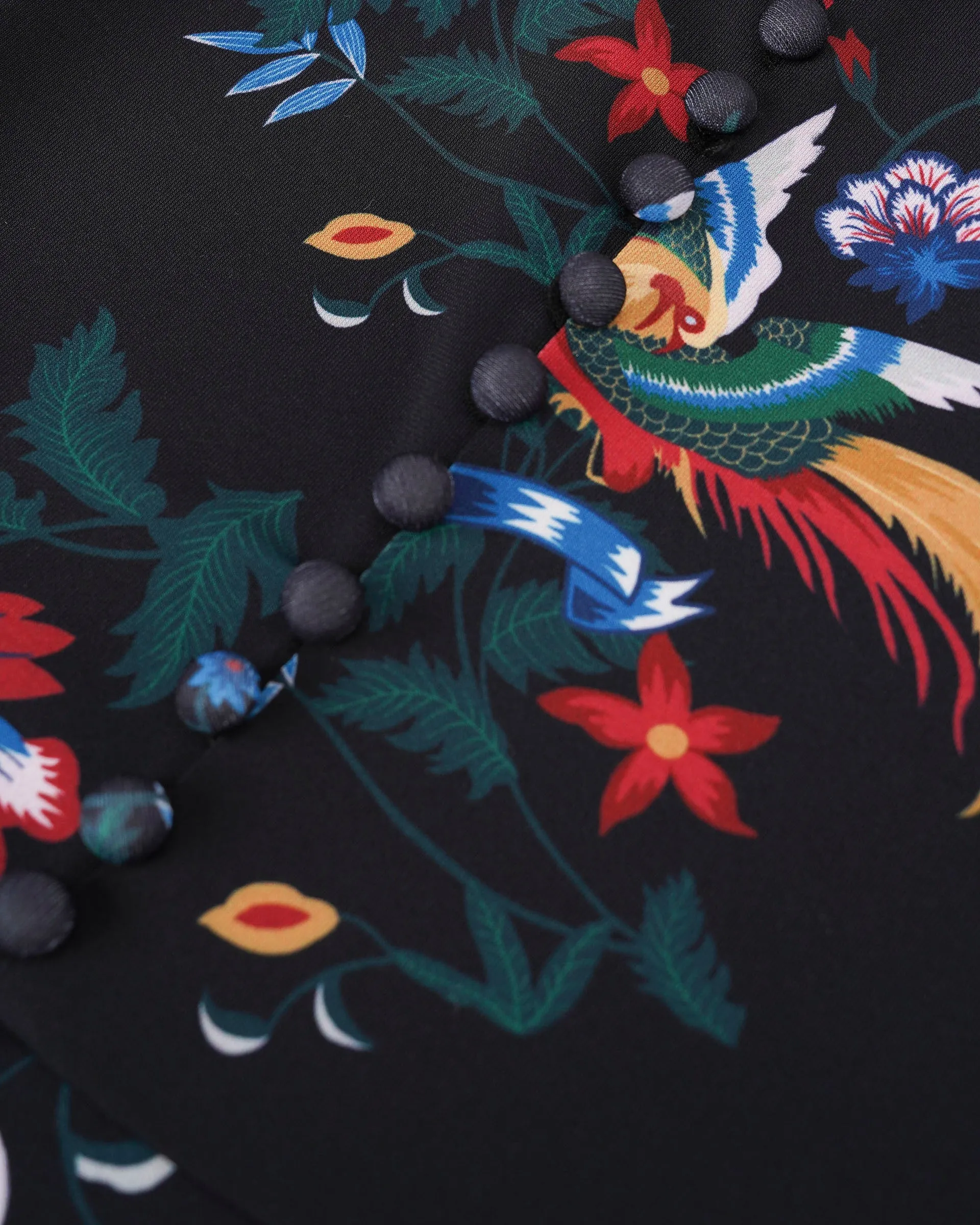 Phoenix Printed Midi Skirt with Flounce Hem