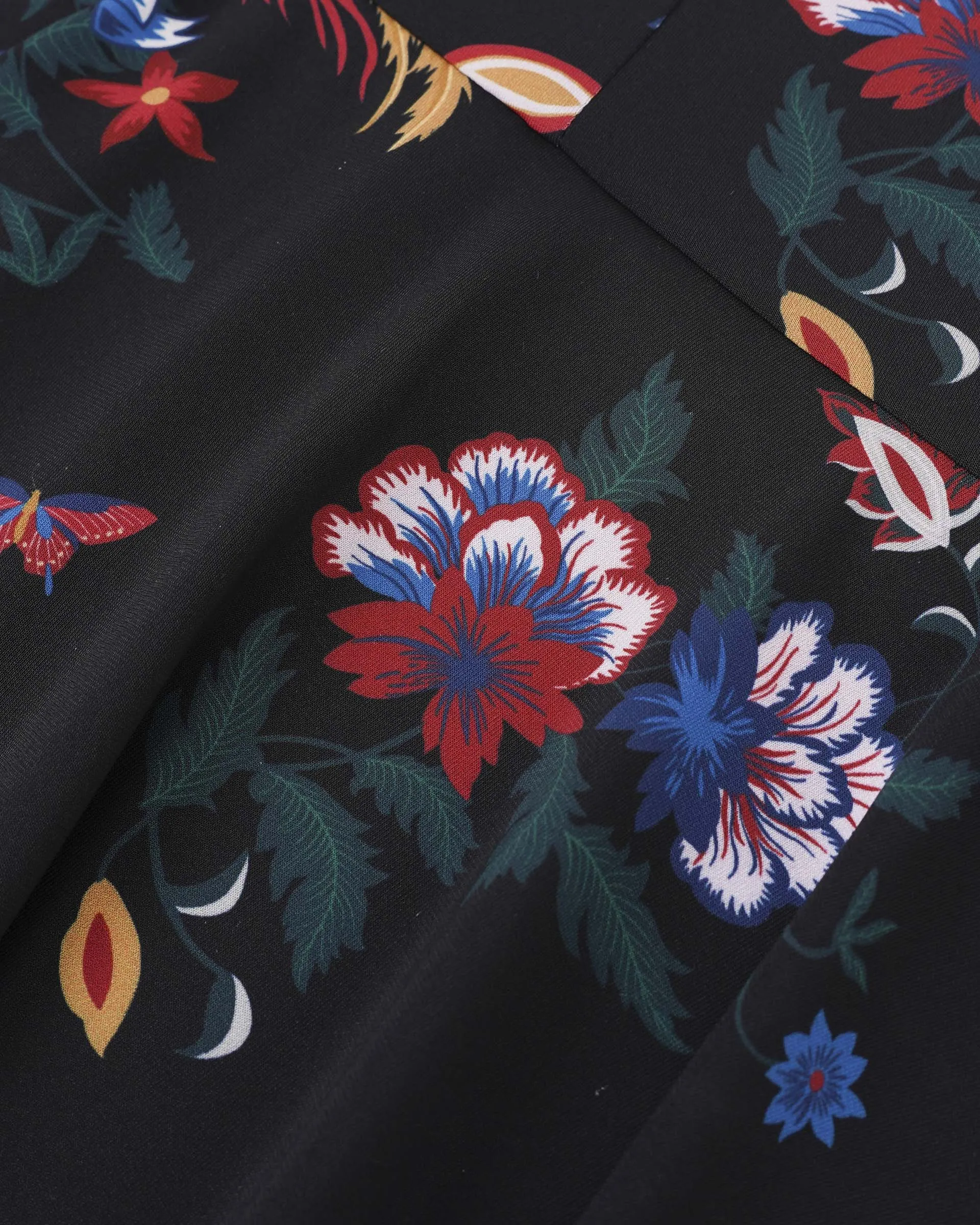 Phoenix Printed Midi Skirt with Flounce Hem