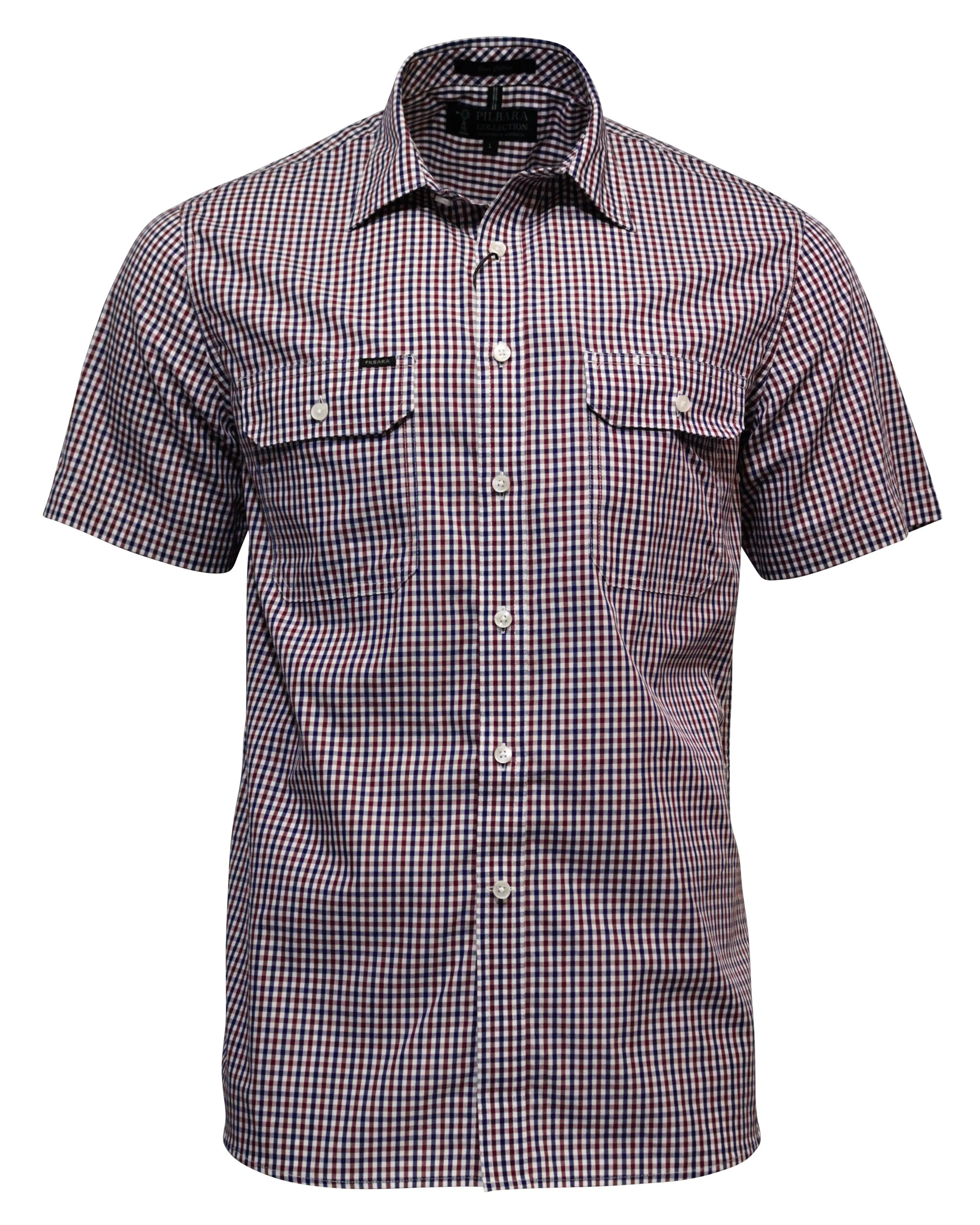 Pilbara Short Sleeve Check Double Pocket Shirt