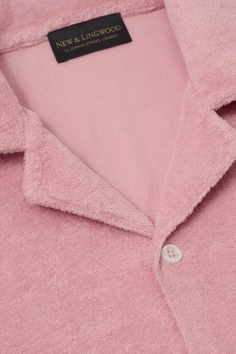 Pink Short Sleeve Towelling Polo Shirt