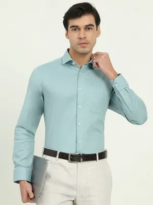 Pista Green Solid Slim Fit Formal Shirt | Greenfibre