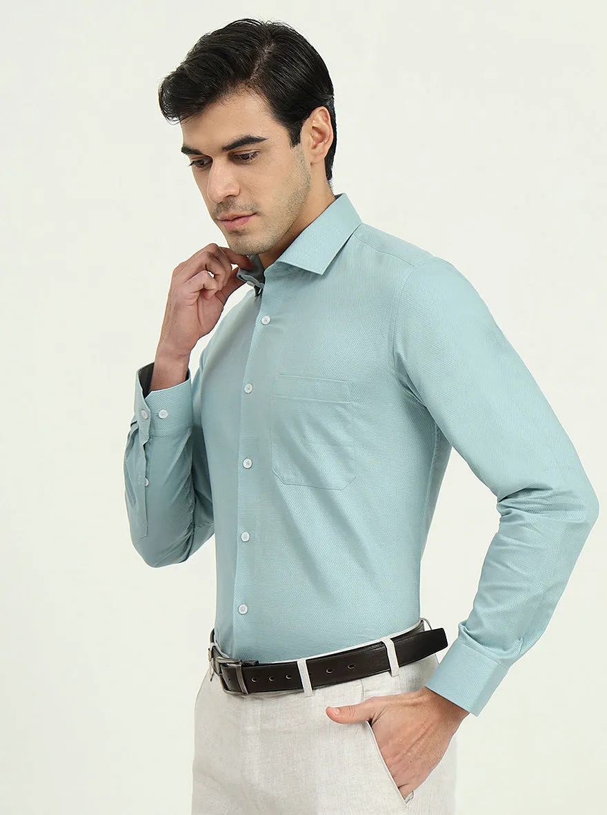 Pista Green Solid Slim Fit Formal Shirt | Greenfibre