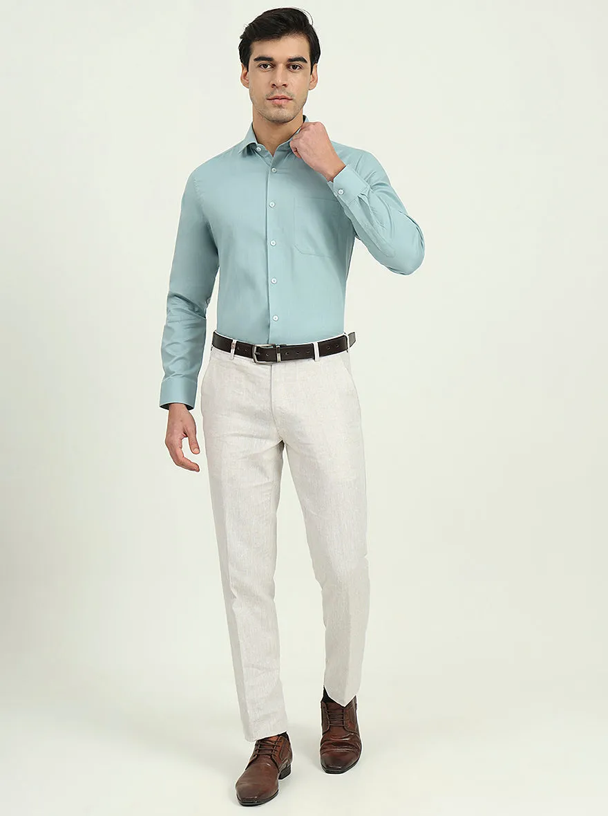 Pista Green Solid Slim Fit Formal Shirt | Greenfibre