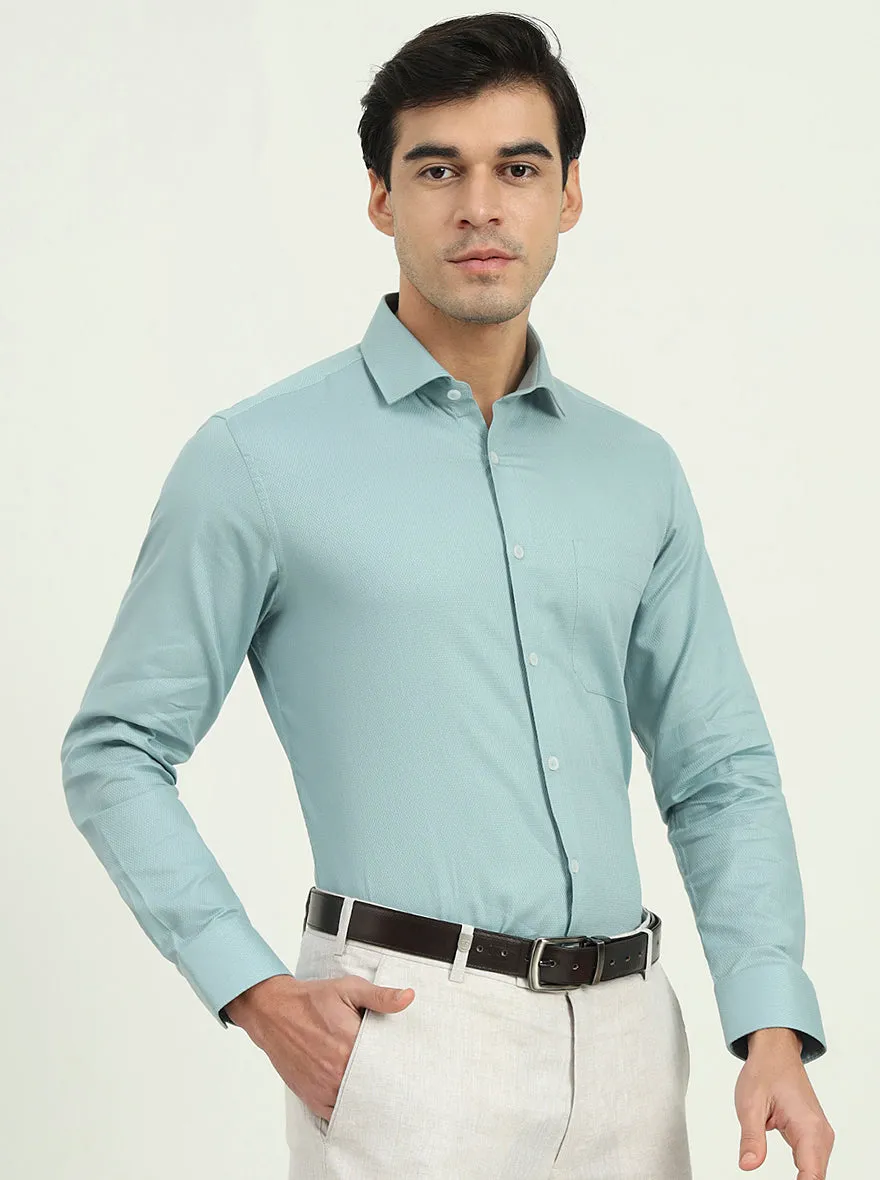 Pista Green Solid Slim Fit Formal Shirt | Greenfibre