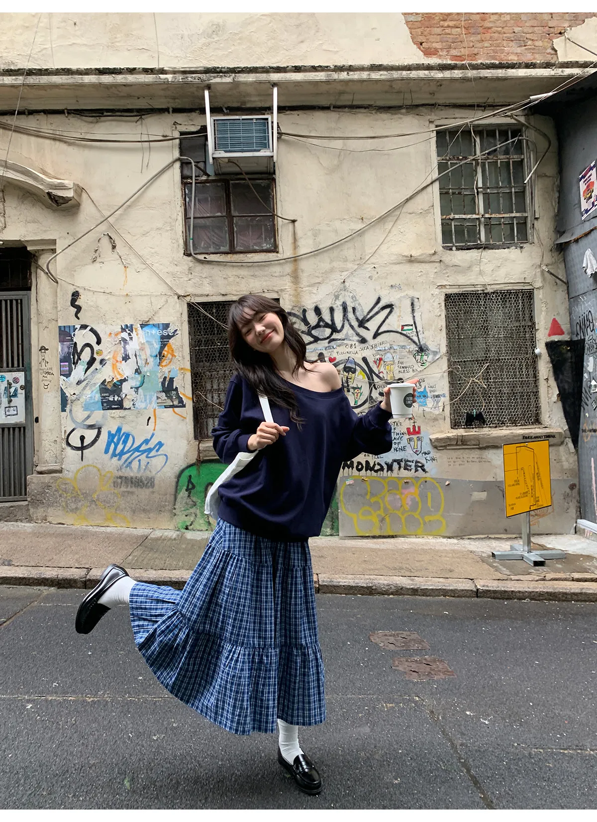 Plaid A-line dress