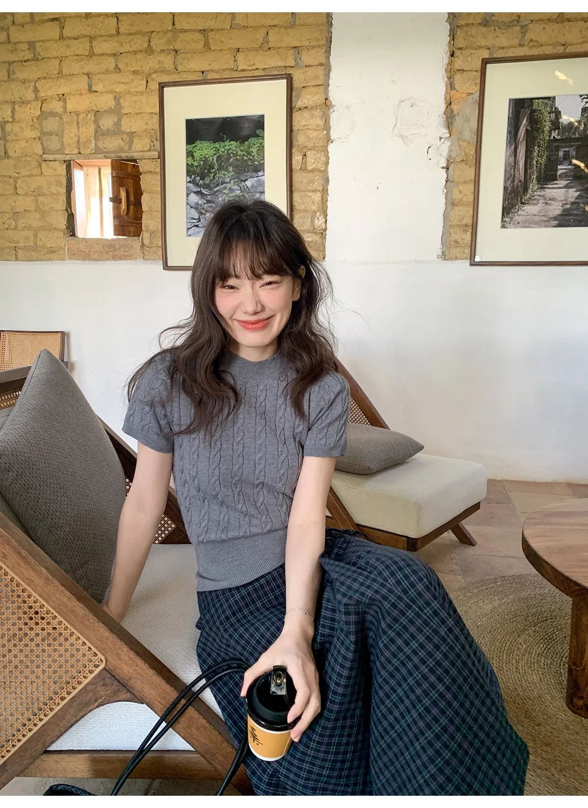 Plaid strap skirt