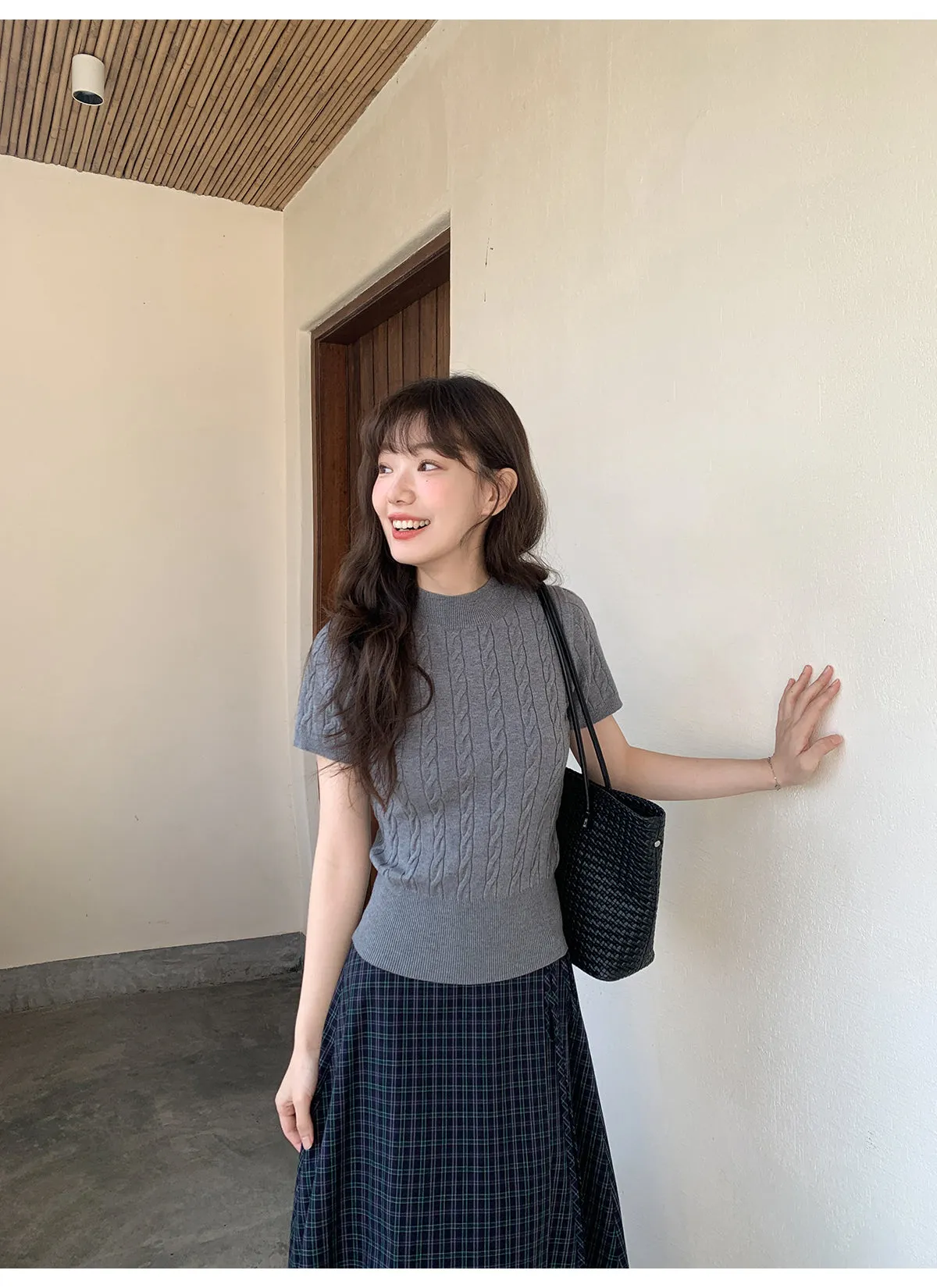Plaid strap skirt