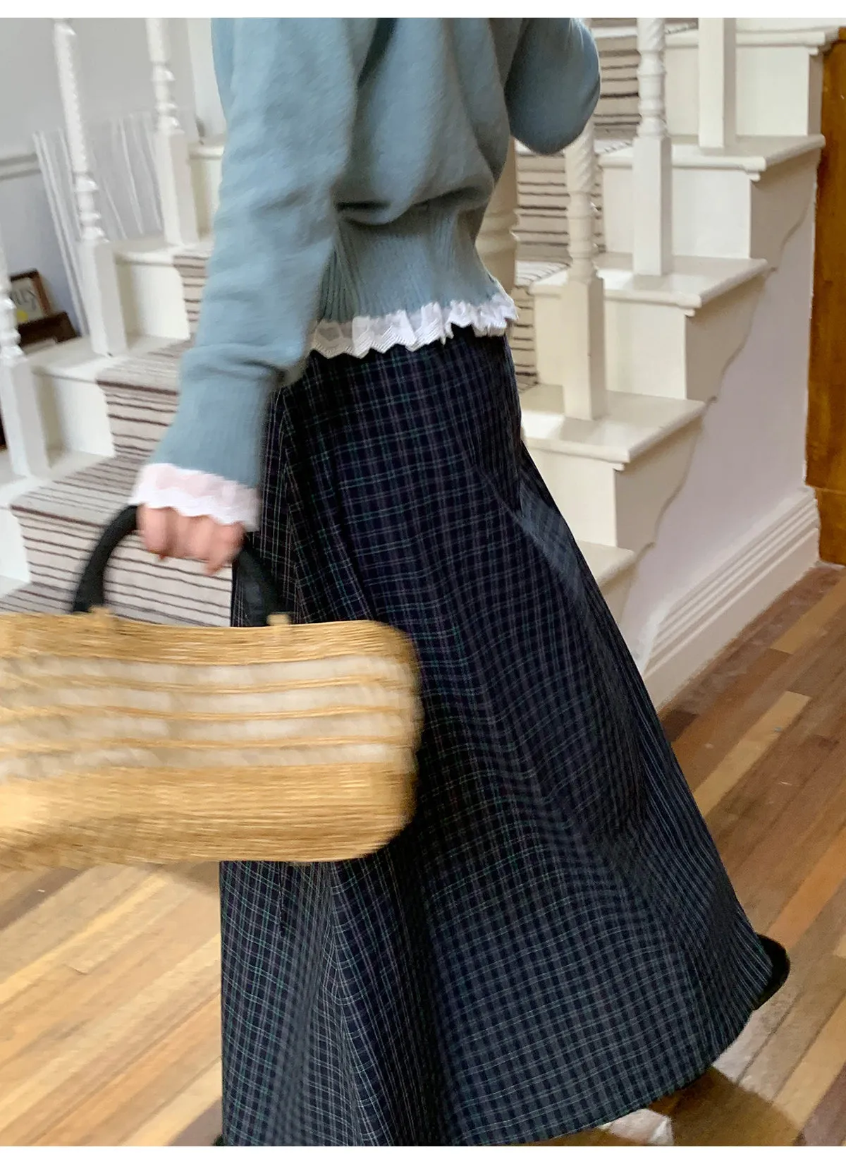 Plaid strap skirt
