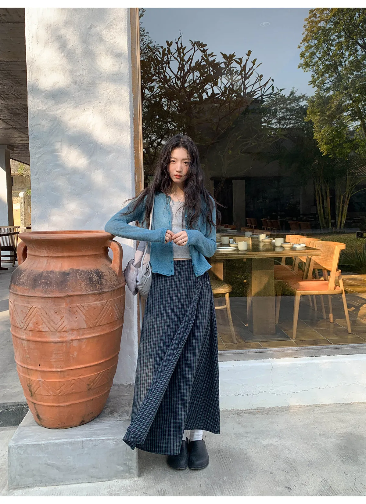 Plaid strap skirt