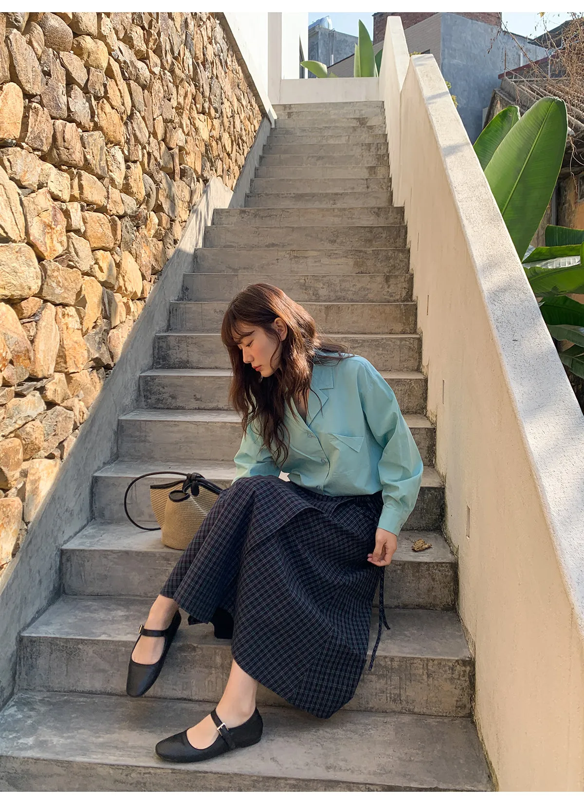 Plaid strap skirt
