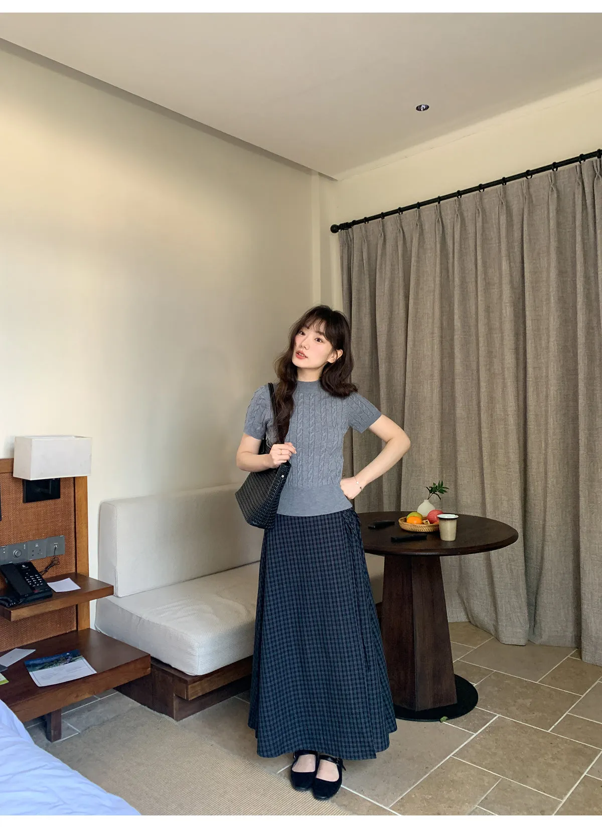 Plaid strap skirt
