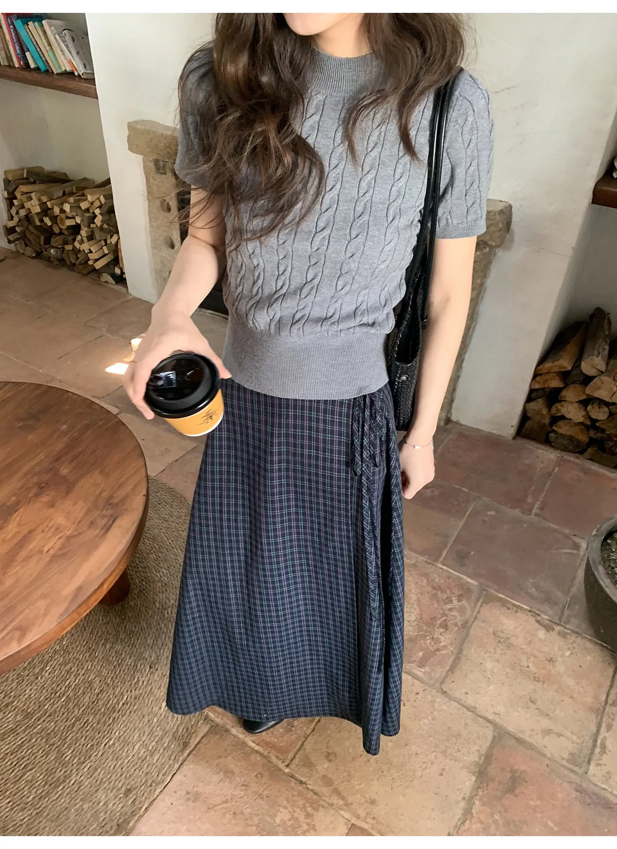 Plaid strap skirt