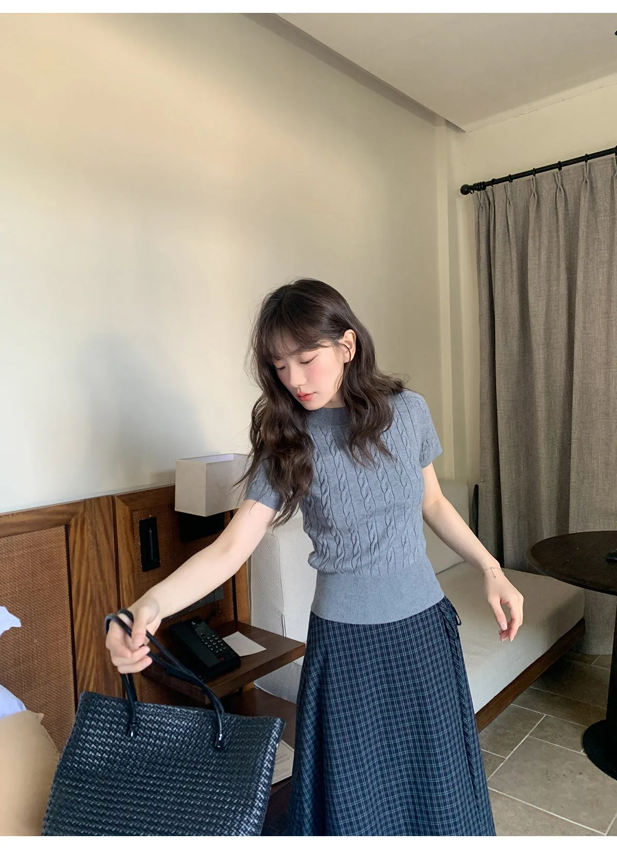 Plaid strap skirt