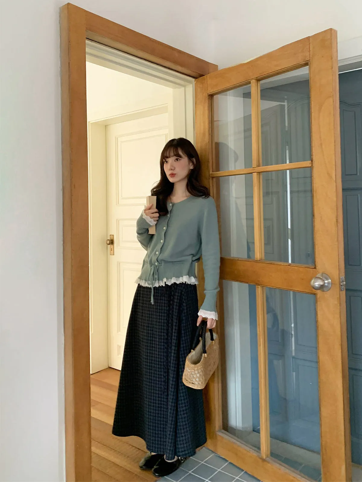 Plaid strap skirt