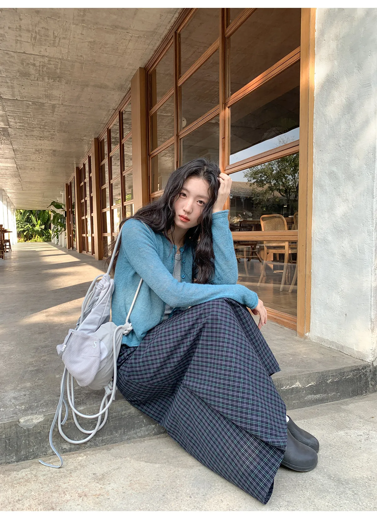 Plaid strap skirt