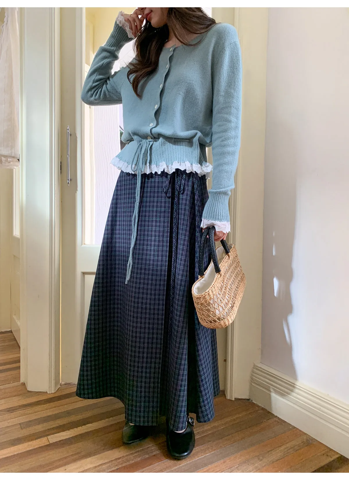 Plaid strap skirt