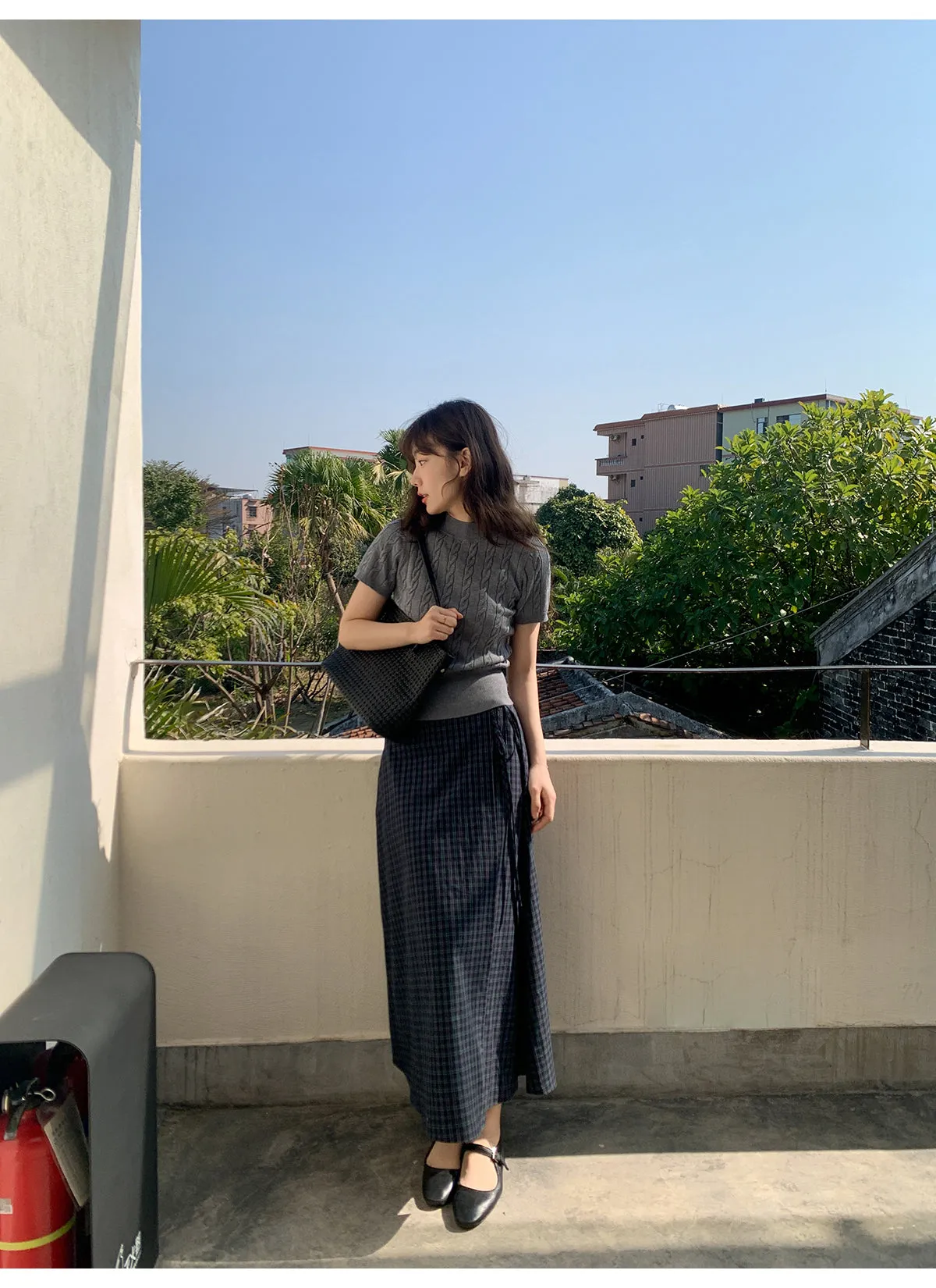 Plaid strap skirt