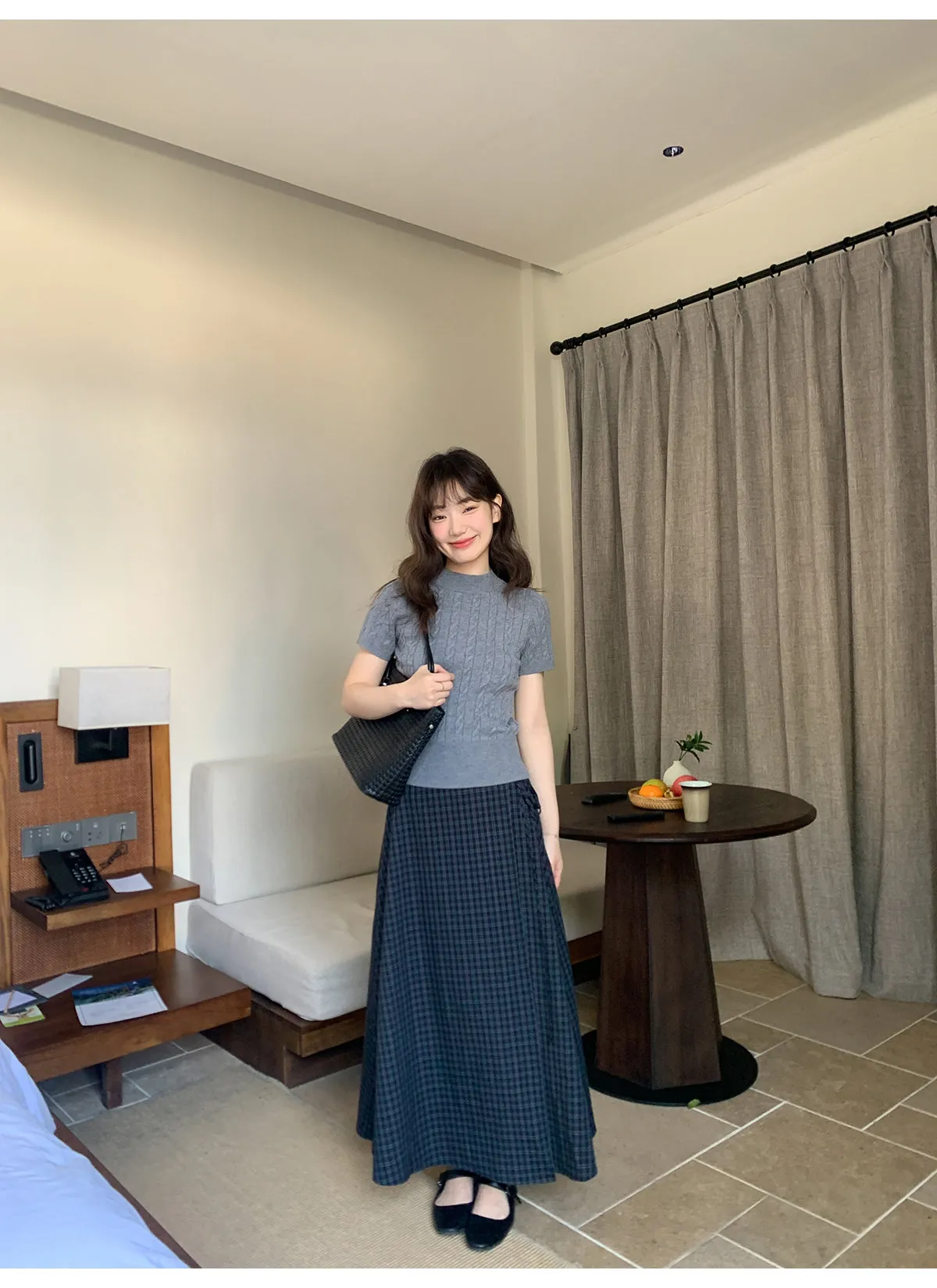 Plaid strap skirt