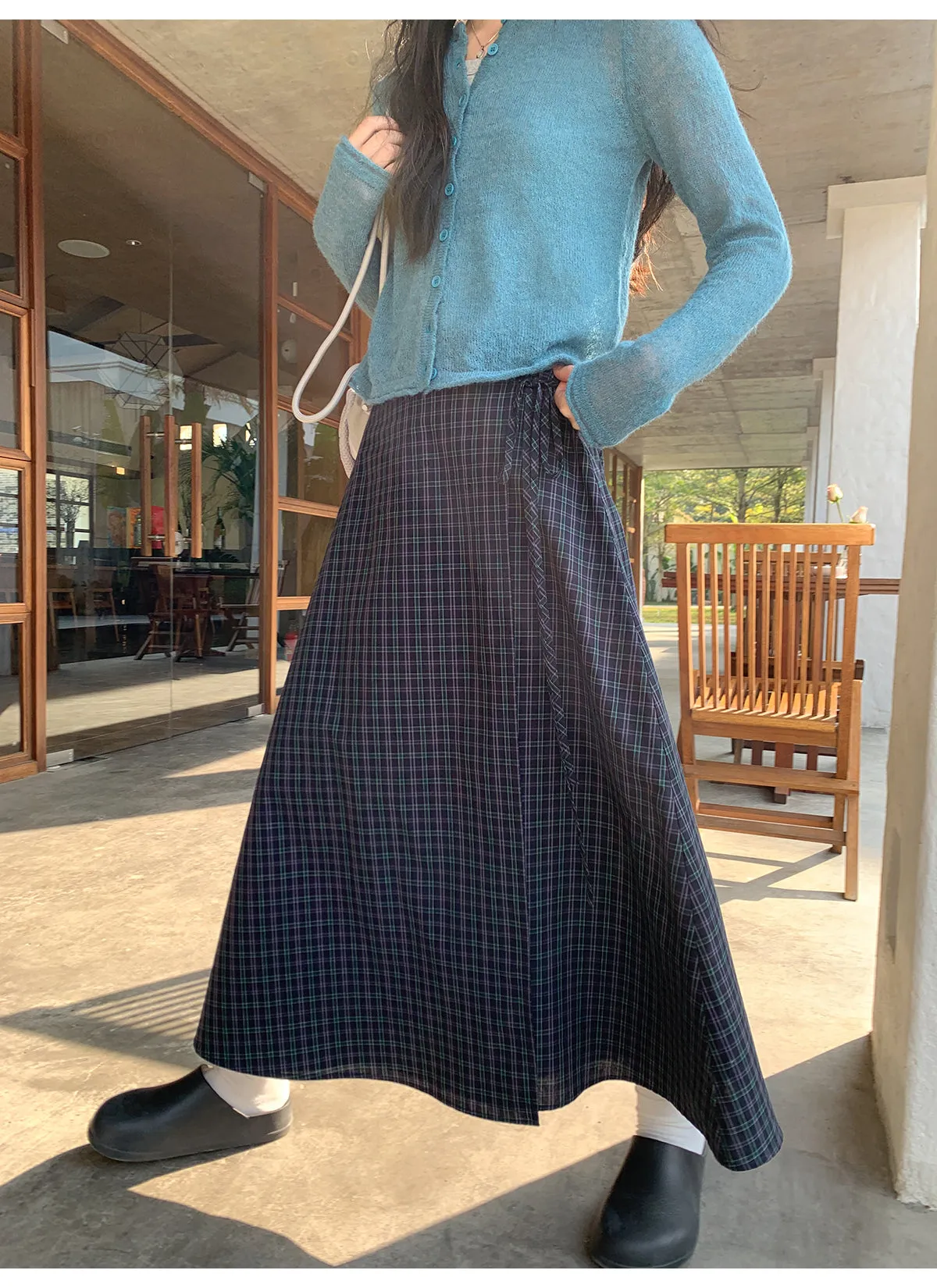Plaid strap skirt