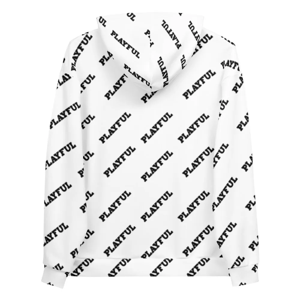 Playful White All Over Print (Unisex) Hoodie