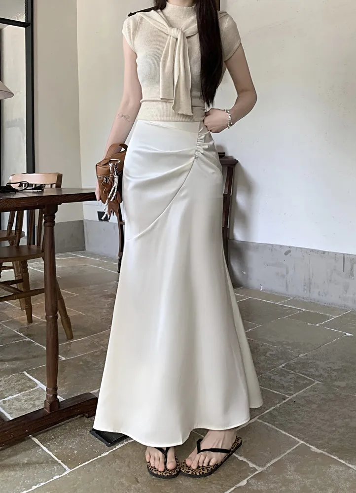 Pleated Apricot Skirt