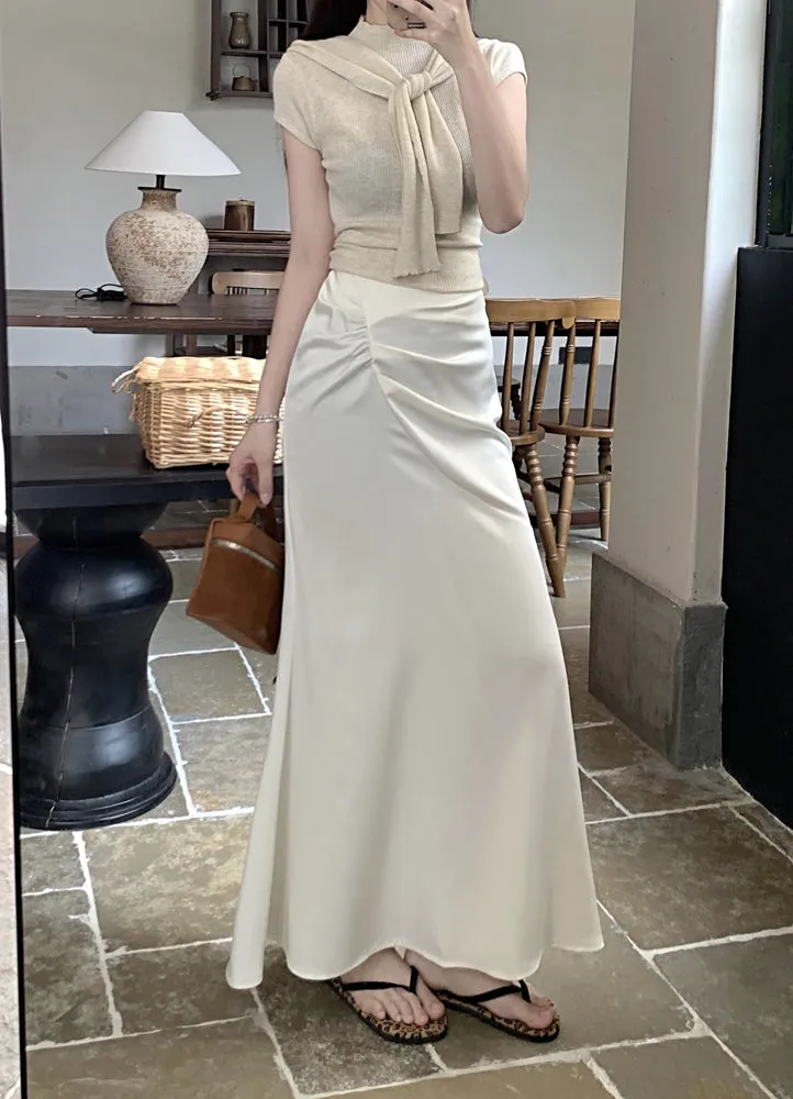 Pleated Apricot Skirt