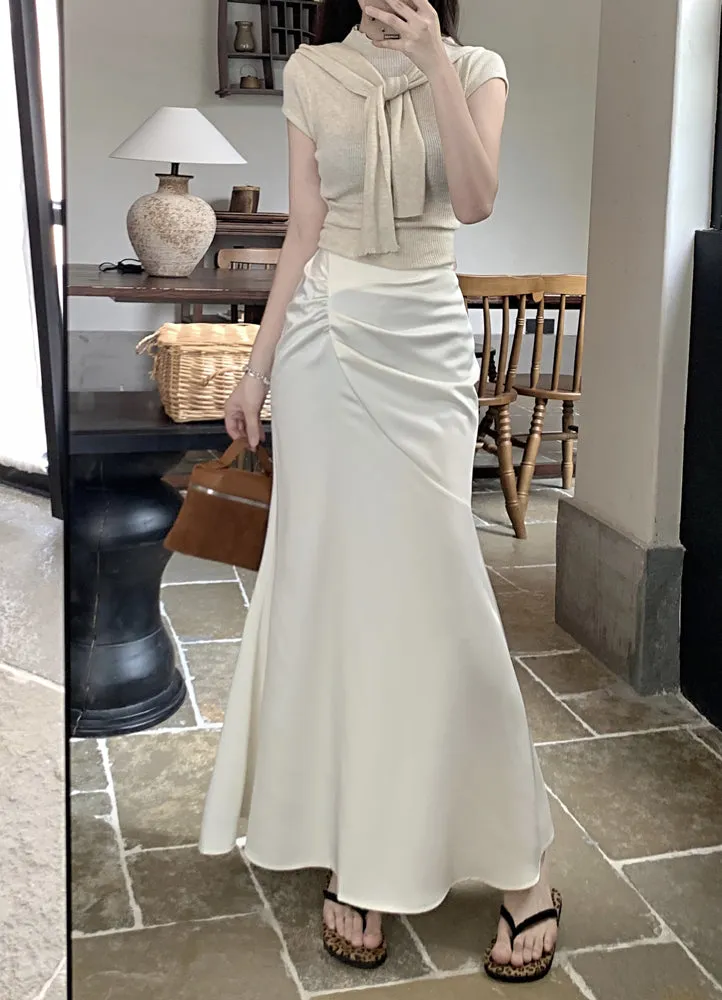 Pleated Apricot Skirt