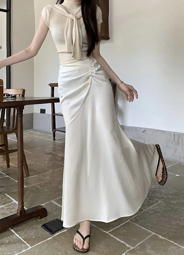 Pleated Apricot Skirt