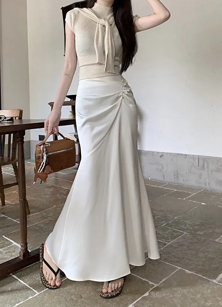 Pleated Apricot Skirt