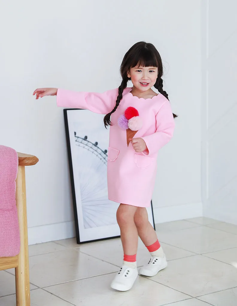 Pom-Pom Ice Cream Dress Pink