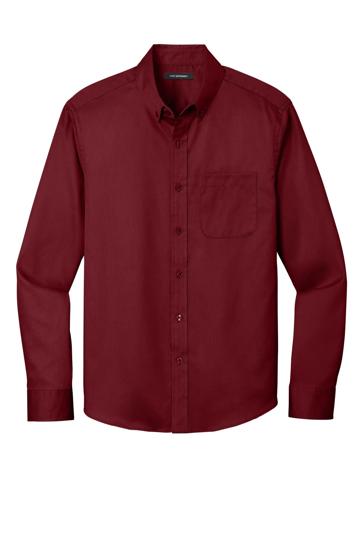 Port Authority Long Sleeve SuperPro React Twill Shirt. W808 Burgundy