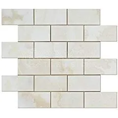 Premium White Onyx CROSS-CUT 2 X 4 Polished Brick Mosaic Tile - SAMPLE