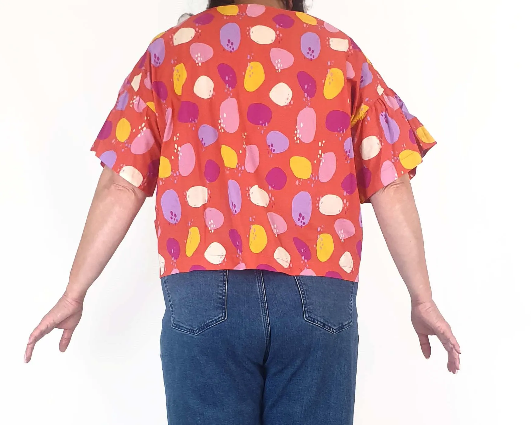 Princess Highway red spotty print top size 16