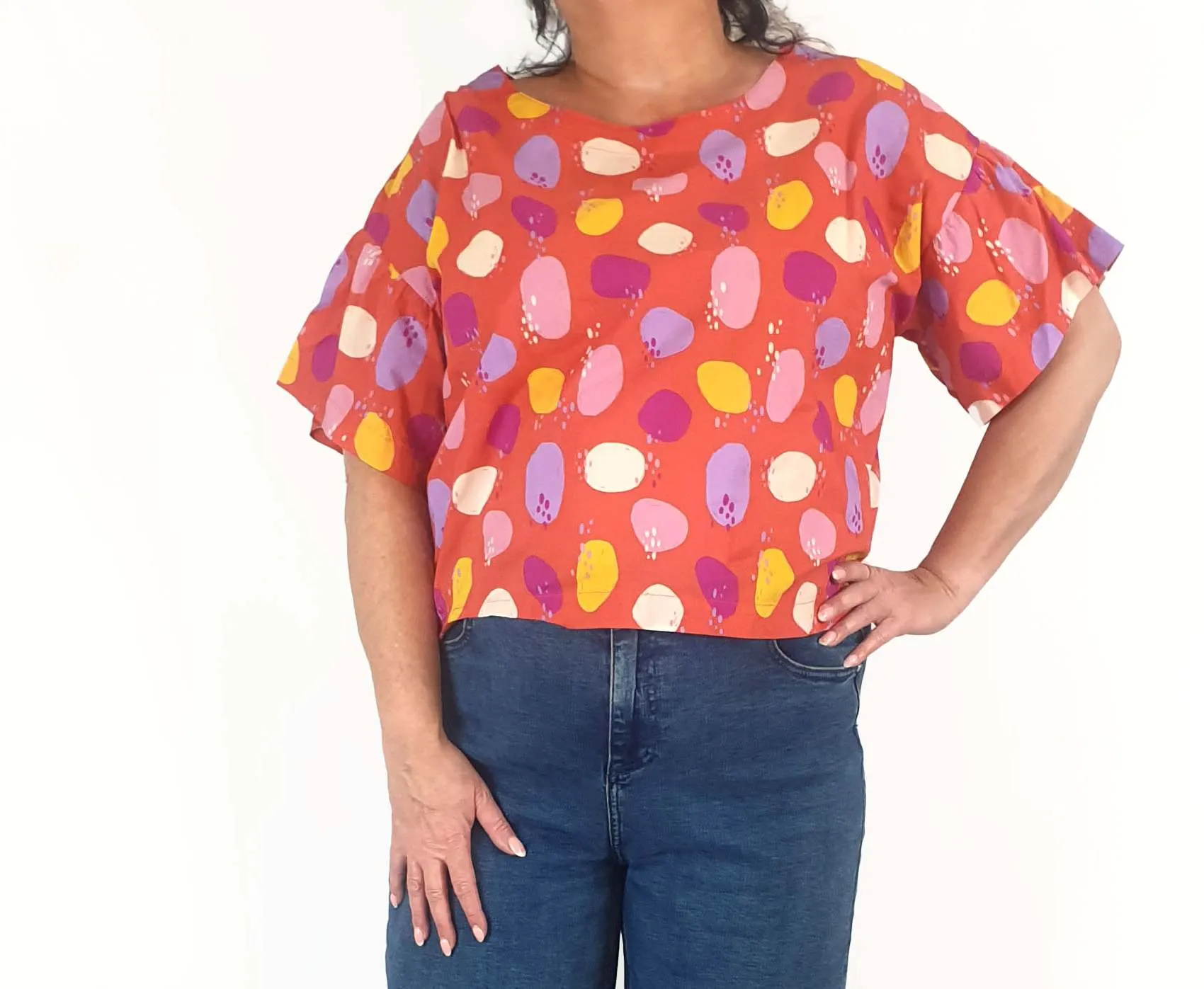 Princess Highway red spotty print top size 16